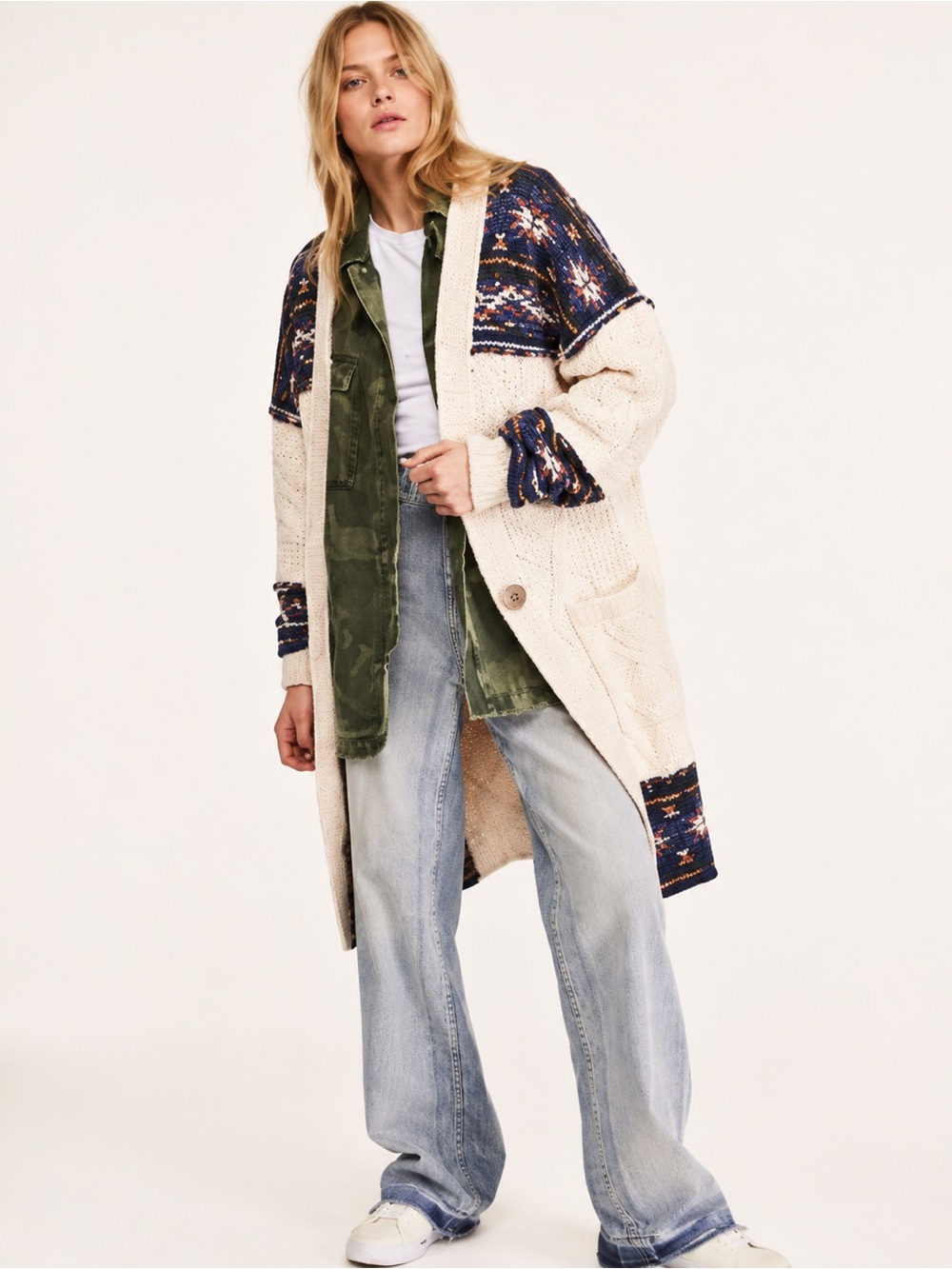 Free People Capture The Moment Hooded Sweater Cardigan Oversized Boho Jacket NWT